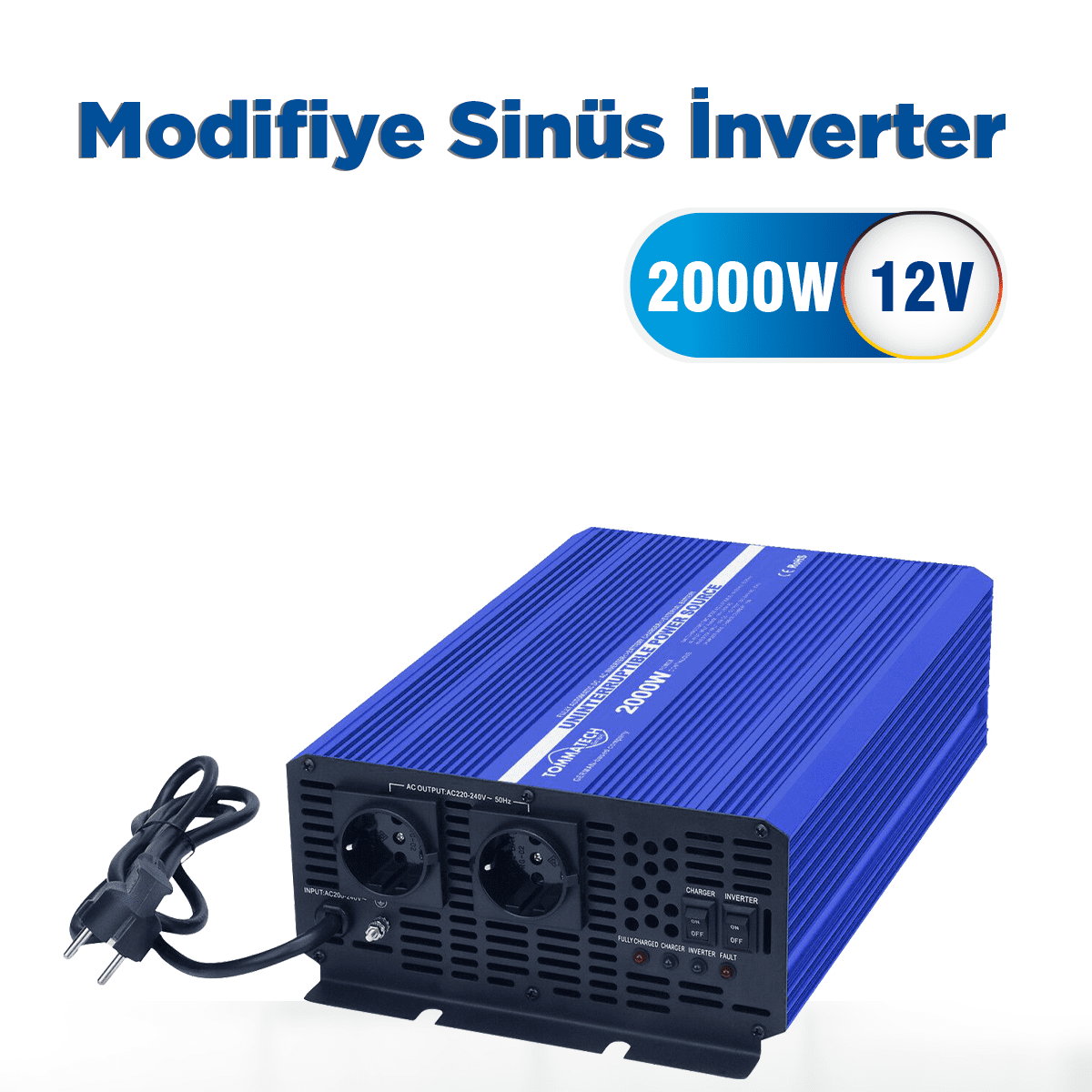 Tommatech UPS-2000 12V Modifiye Sinüs Şarjlı İnverter