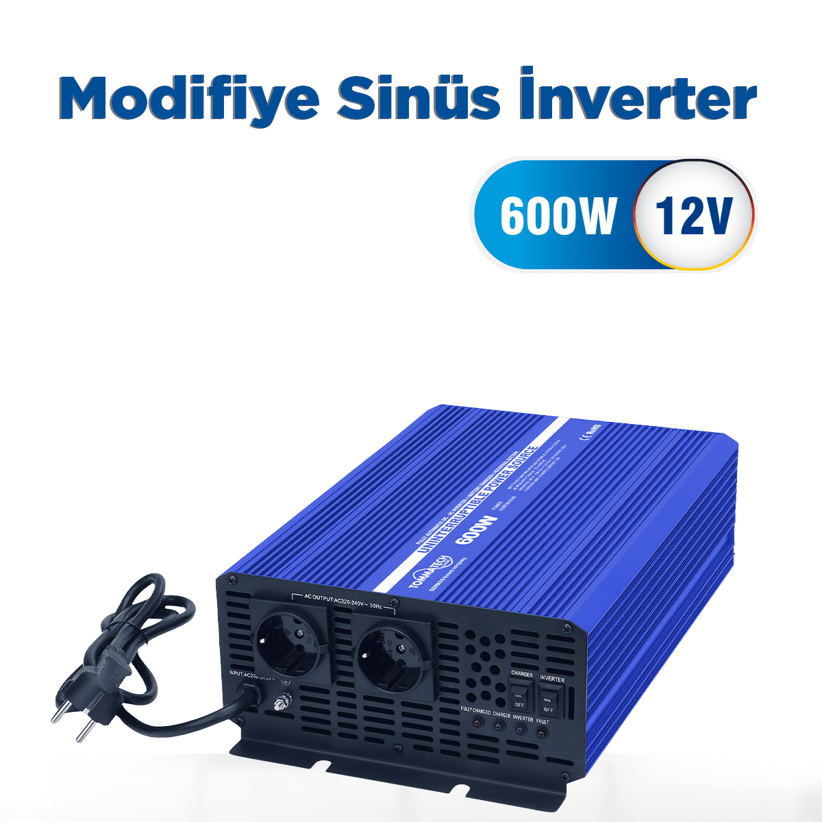 Tommatech UPS-600 12V Modifiye Sinüs Şarjlı İnverter