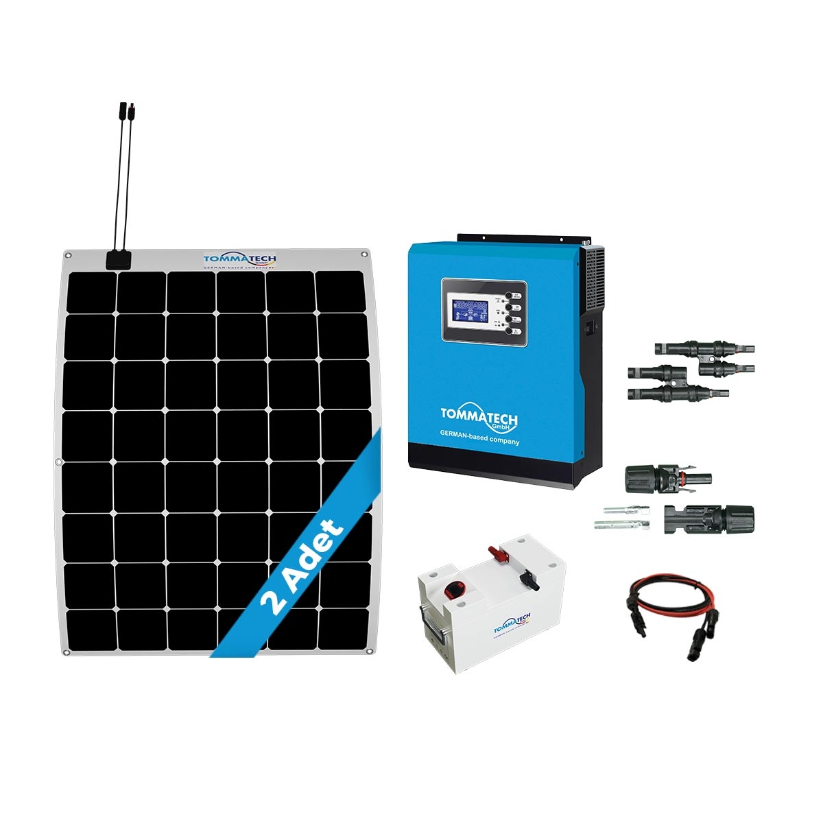 2 Panel(170Wp) 3KWE Off-Grid(24V) Esnek Solar Paket (Lityum Akü)