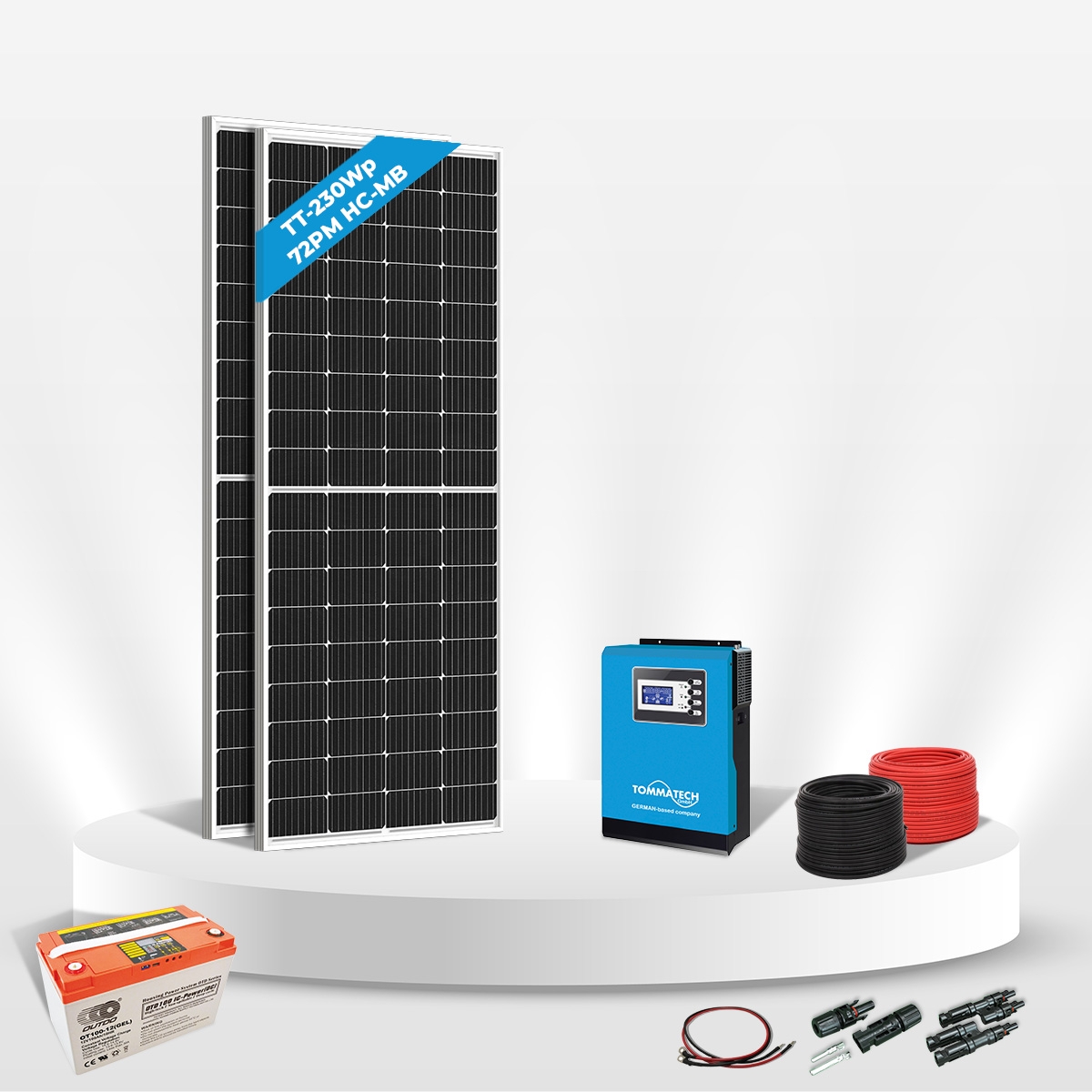 2 Panel(230Wp) 1KWE Off-Grid(12V) Solar Paket(Jel Akü)