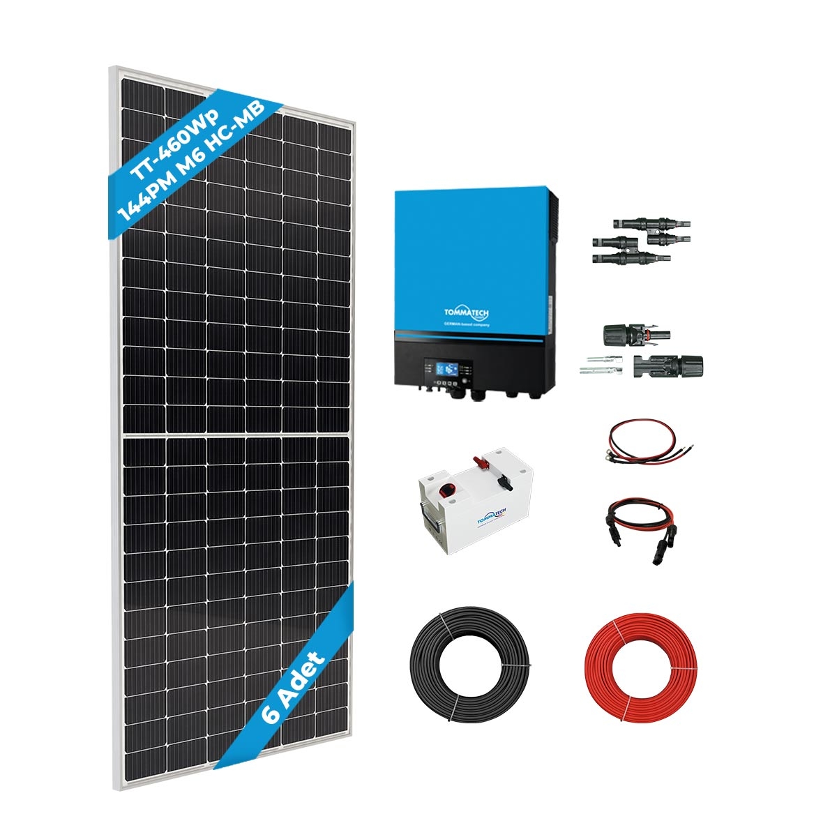 6 Panel(460Wp) 3.6KWE Off-Grid(24V) Solar Paket(Lityum Batarya)